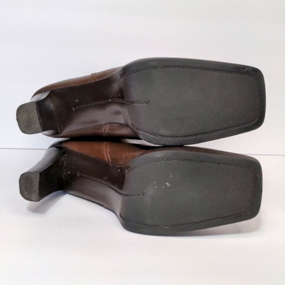 Skechers Vintage 90s y2k Brown Square Toe Chunky Heeled Boots Vegan Leather 10 - Picture 12 of 14